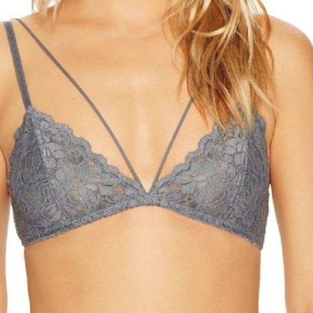 Free People Front Strap Triangle Bra Carbon XS